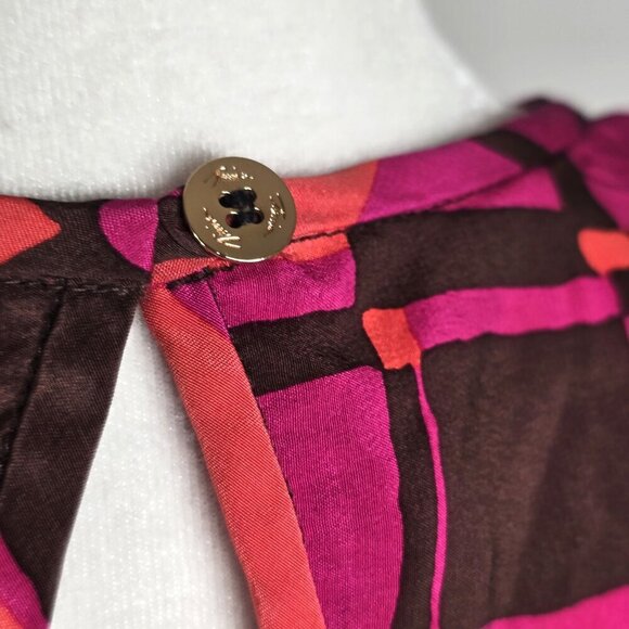 Trina Turk Pink Brown Silk Sleeveless Mod Rectangle Blouse - Picture 7 of 9